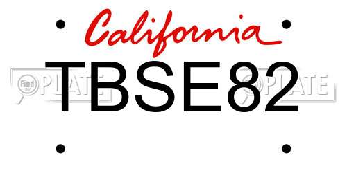 TBSE82 California License Plate