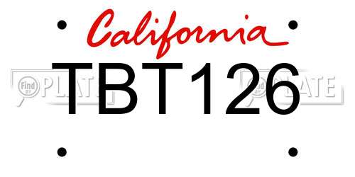 TBT126 California License Plate