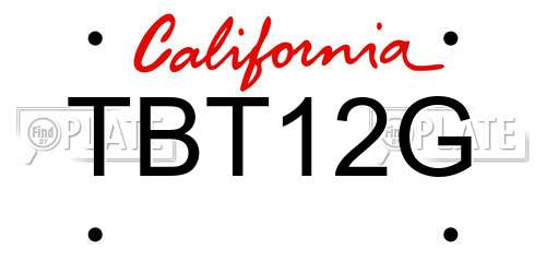 TBT12G California License Plate