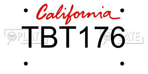 TBT176 California License Plate