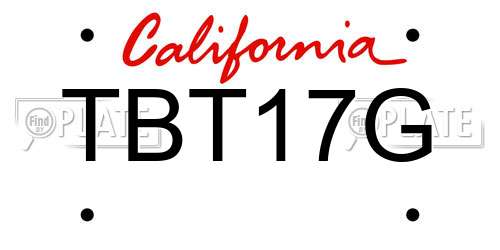 TBT17G California License Plate
