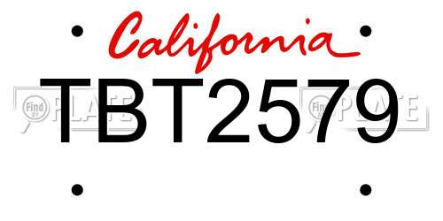 TBT2579 California License Plate