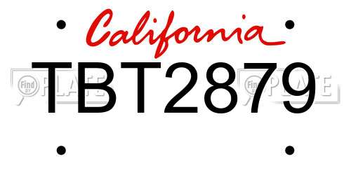 TBT2879 California License Plate