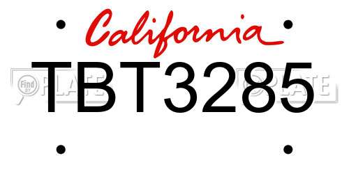 TBT3285 California License Plate