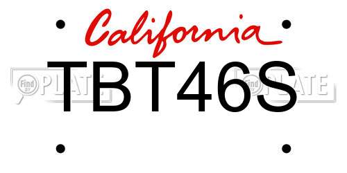 TBT46S California License Plate