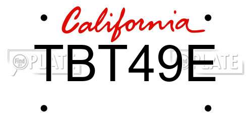 TBT49E California License Plate