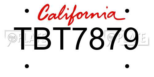 TBT7879 California License Plate