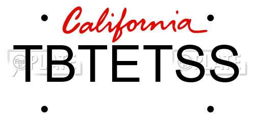TBTETSS California License Plate