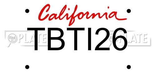 TBTI26 California License Plate