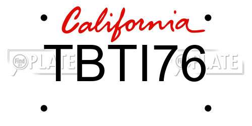 TBTI76 California License Plate