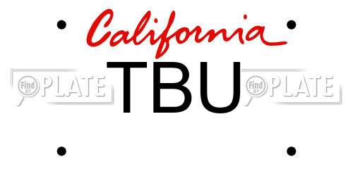 TBU California License Plate