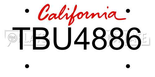 TBU4886 California License Plate