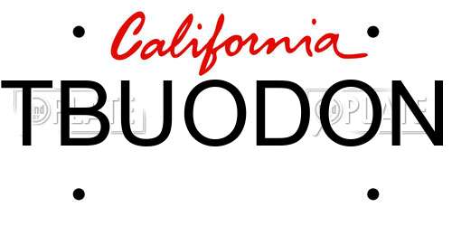 TBUODON California License Plate