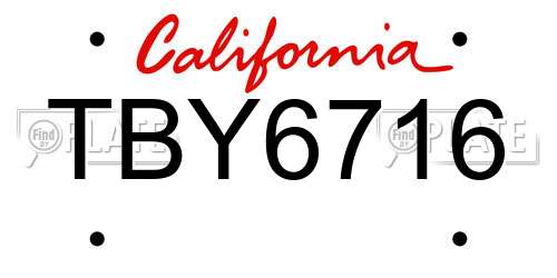 TBY6716 California License Plate