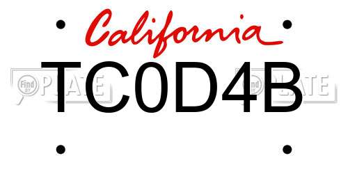 TC0D4B California License Plate