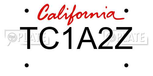 TC1A2Z California License Plate