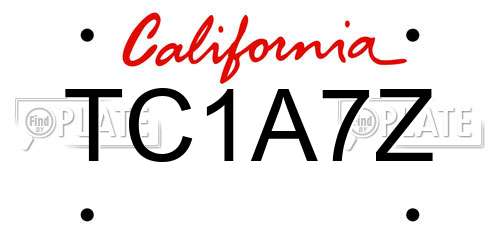 TC1A7Z California License Plate