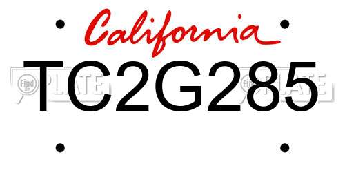 TC2G285 California License Plate