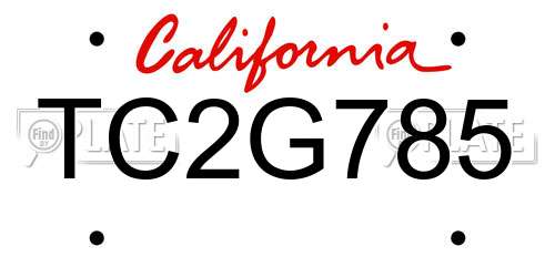 TC2G785 California License Plate