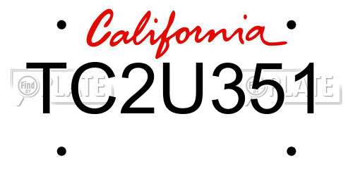 TC2U351 California License Plate