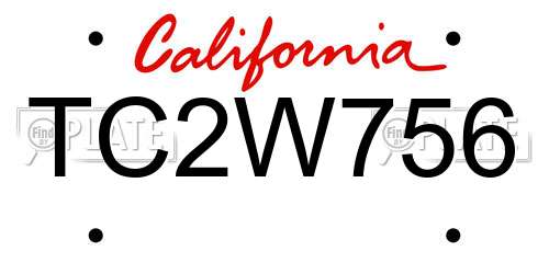 TC2W756 California License Plate