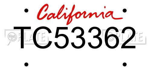 TC53362 California License Plate