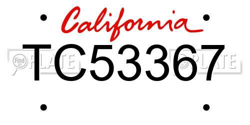 TC53367 California License Plate