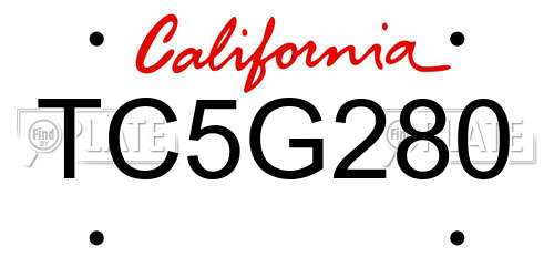 TC5G280 California License Plate