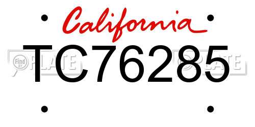 TC76285 California License Plate