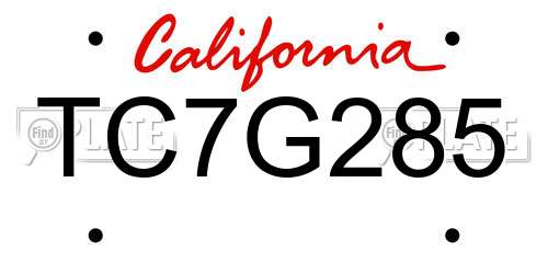 TC7G285 California License Plate