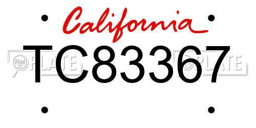 TC83367 California License Plate