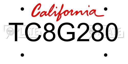 TC8G280 California License Plate