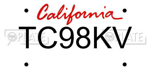 TC98KV California License Plate