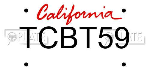 TCBT59 California License Plate