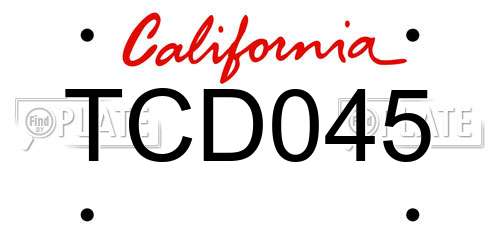 TCD045 California License Plate