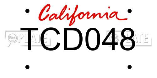TCD048 California License Plate