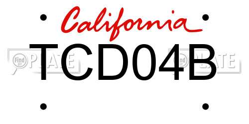 TCD04B California License Plate