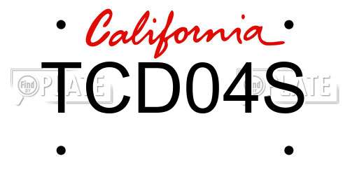 TCD04S California License Plate