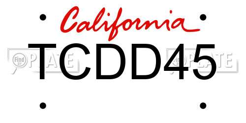 TCDD45 California License Plate
