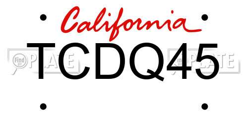 TCDQ45 California License Plate