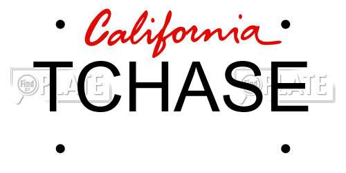 TCHASE California License Plate