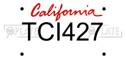 TCI427 California License Plate