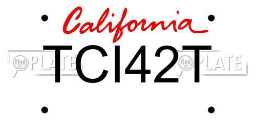 TCI42T California License Plate