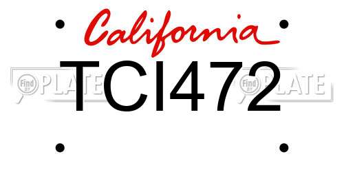 TCI472 California License Plate