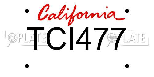 TCI477 California License Plate
