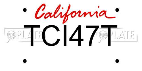 TCI47T California License Plate