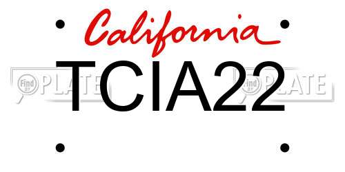 TCIA22 California License Plate