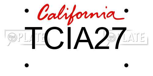TCIA27 California License Plate