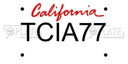 TCIA77 California License Plate