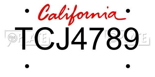 TCJ4789 California License Plate